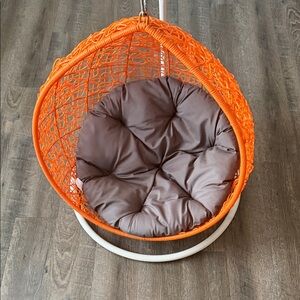 Orange Hanging Chair with Cushion
